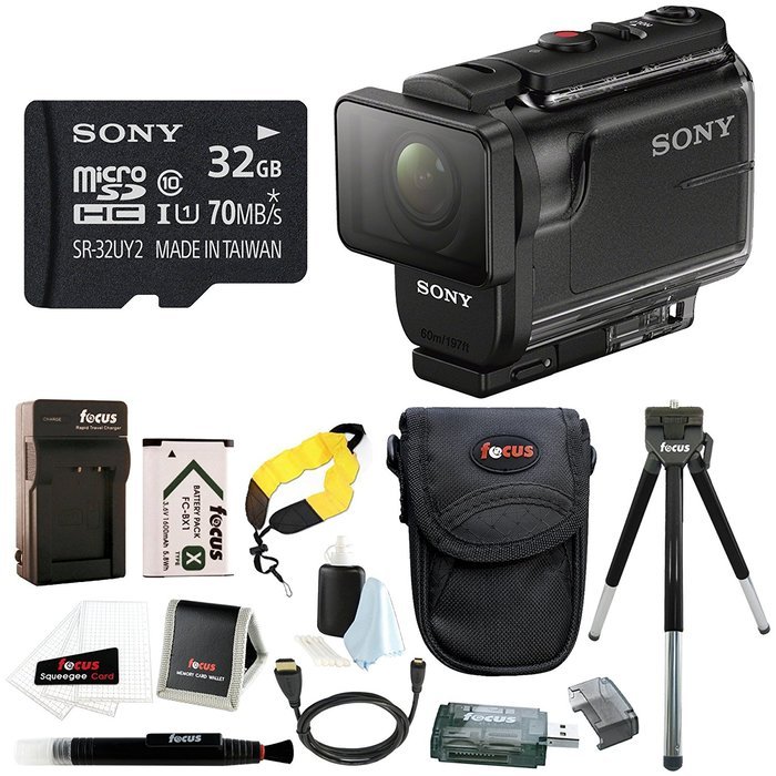 Sony HDR-AS50/B Full HD 1080p Action Cam with 32GB MicroSD Card & Battery Pack Bundle
