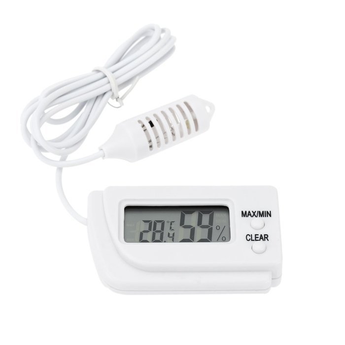 Momoday&reg; LCD Mini Compact Digital Thermometer Hygrometer Temperature Humidity Meter with 1m Sensing Line(White) N5