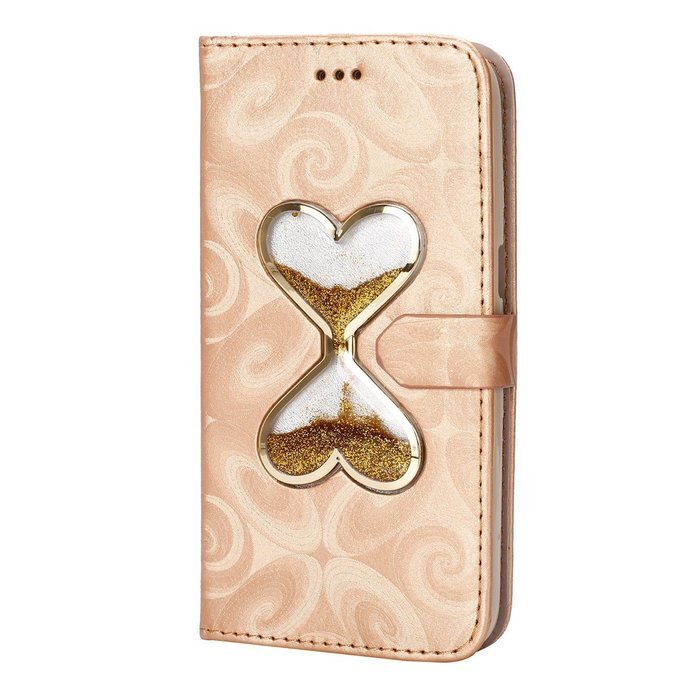 Galaxy S7 Case,Galaxy S7 Wallet Case, PHEZEN Bling Liquid Glitter Love Heart Floating 3D Hourglasses Luxury Pu... N30
