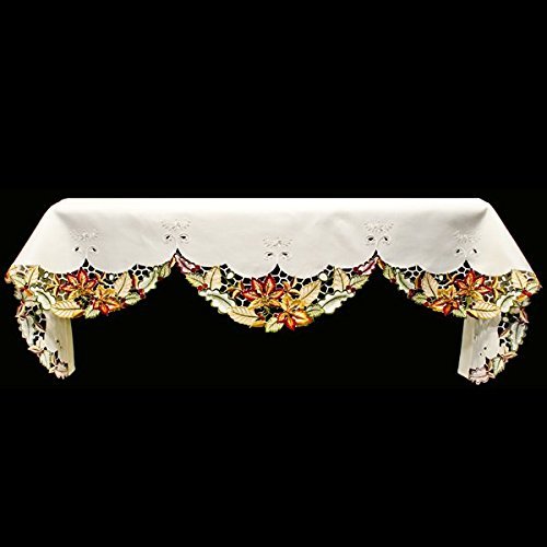 19" X 90" Wide Fireplace Mantel Scarf with Fall Leaves N3