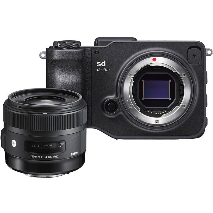 Sigma sd Quattro ILC Digital Camera & 30mm f/1.4 ART Lens with 64GB Card + Case + Flash + Diffuser + Battery +...