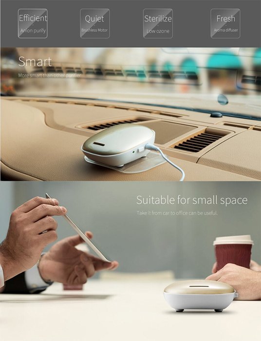 Deli Mini Car Anion Air Purifier, Car Negative Ion Freshener With Car Cigarette Lighter, USB Charger Power Supply... N4