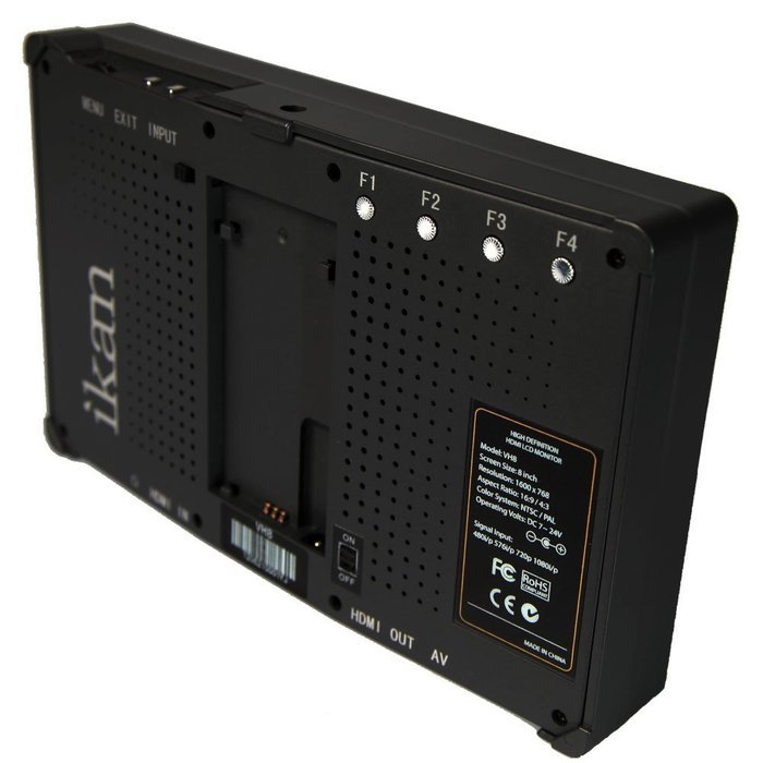 Ikan VH8-E6 8-Inch HDMI Monitor with HD Panel with Canon LP-E6 DV Battery Plate (Black)