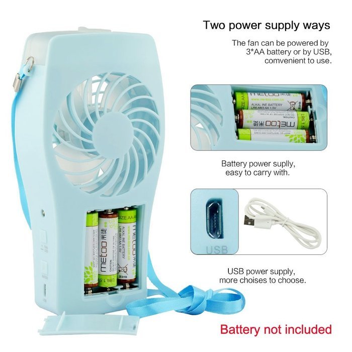 Welltop Handheld Mist Fan Misting Fan Personal Cooling Mist Humidifier AA Battery/USB Powered Water Spray Fans... N5