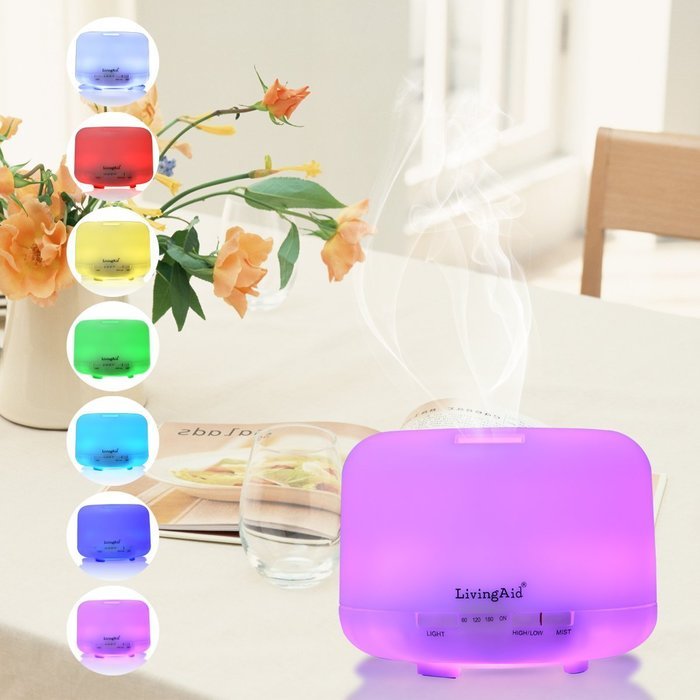 Essential Oil Diffuser - 500ml Premium Cool Mist Aroma Humidifier with 7 Color Changing LED Lamps,Waterless Auto... N3