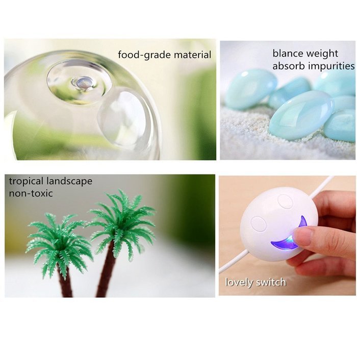 Topc Unique Bulb Shape Ultrasonic Cool Mist Humidifier Mini USB Desktop Air Purifier Atomizer with 7 Color LED... N3