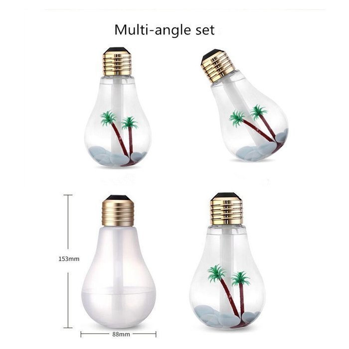 Topc Unique Bulb Shape Ultrasonic Cool Mist Humidifier Mini USB Desktop Air Purifier Atomizer with 7 Color LED... N4