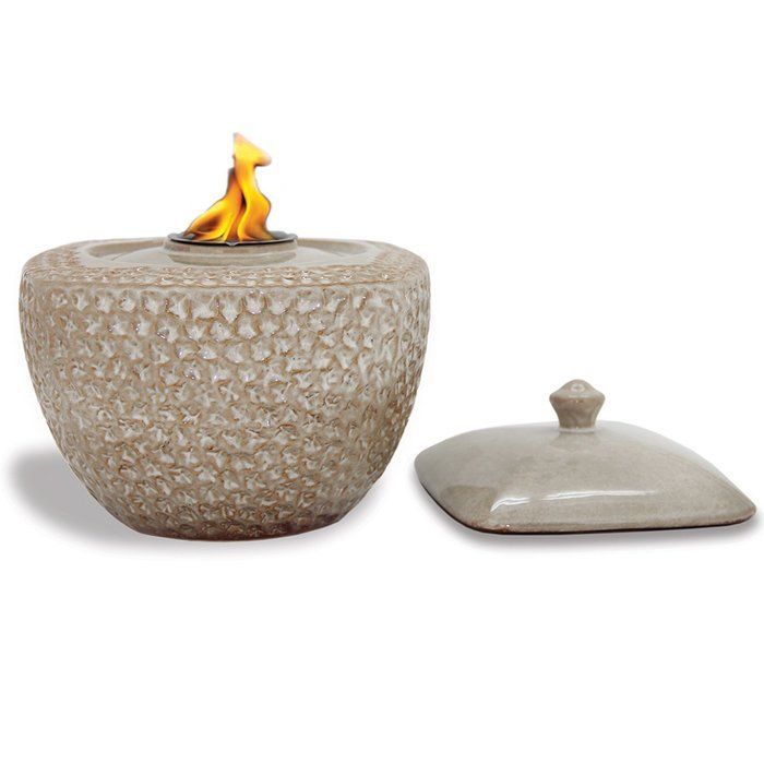 Pacific D&eacute;cor Rounded Square Flamepot, 9 by 9 by 9-Inch, Sand