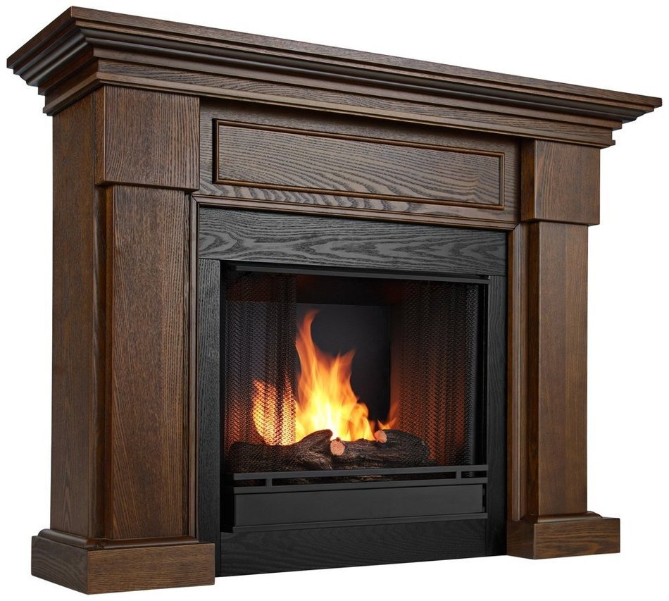 Real Flame Hillcrest Ventless Gel Fuel Fireplace Chestnut Oak N5