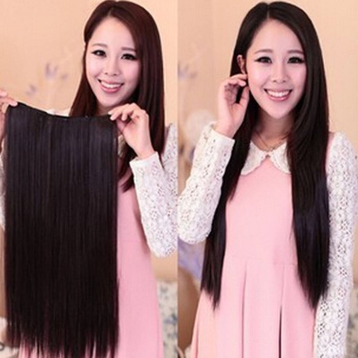 Spritech(TM) New Stylish One Piece Light Brown Women Long?Straight?Hair Extension 5 Clips Hairpiece N2