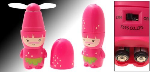 SODIAL(R) Cute Pink Purple Doll Battery Powered Summer Pocket Personal Mini Fan N2