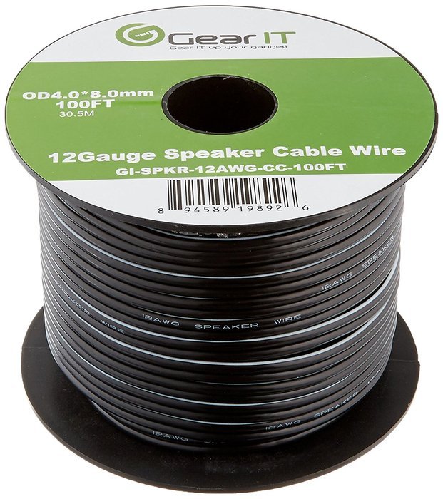 GearIT Pro 12AWG Gauge Speaker Wire, 100 Feet(30.48M), Clear N3