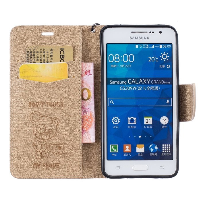 Galaxy Grand Prime Case, Galaxy Grand Prime Wallet Case,PHEZEN Cute Bear Don't Touch My Phone Design PU Leather... N35