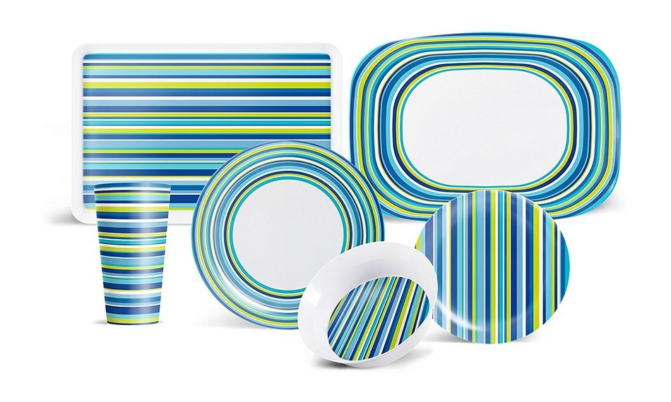 ThermoServ Melamine 13.5" Tray, Ribbon Collection, Scuba Blue N2