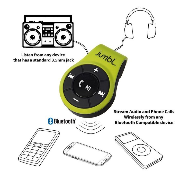 Jumbl& 8482; Bluetooth 4.0 Hands-Free Calling & A2DP Audio Streaming Adapter/Receiver - White