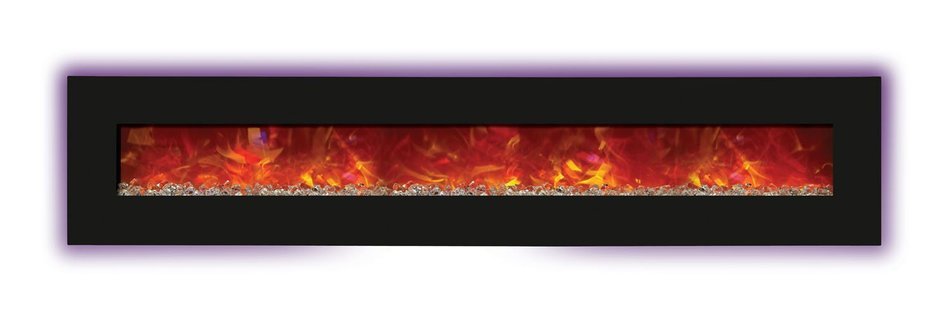 Amantii Advanced Series Wall Mount/Built-In Electric Fireplace with Coastal Blue Steel Surround, 58 Inch N27