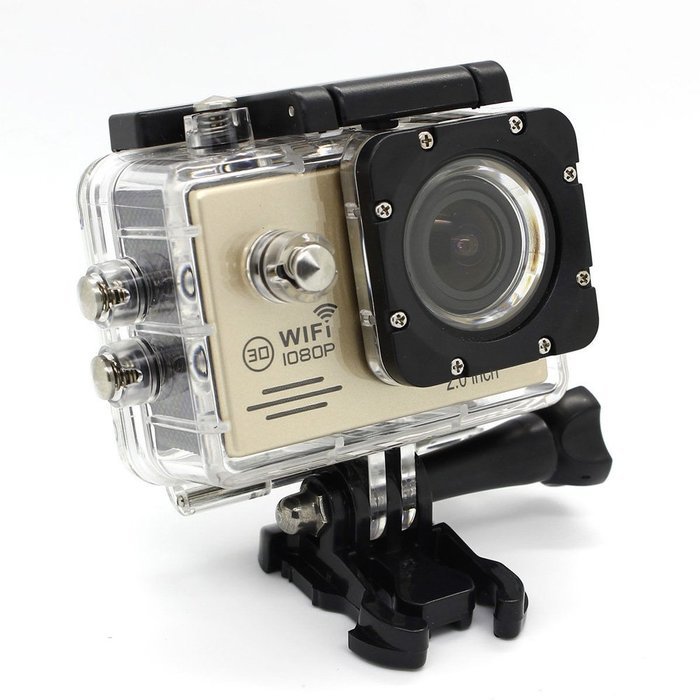 Generic Sports Action Camera Dual-band Wifi Hd 1080p 2.0 Inch 170 Degree Wide Angle Lens 30m Waterproof (Gold)