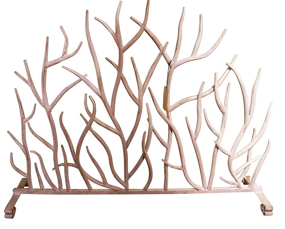 White Branches Iron Firescreen | Open Tree Metal Fireplace Screen
