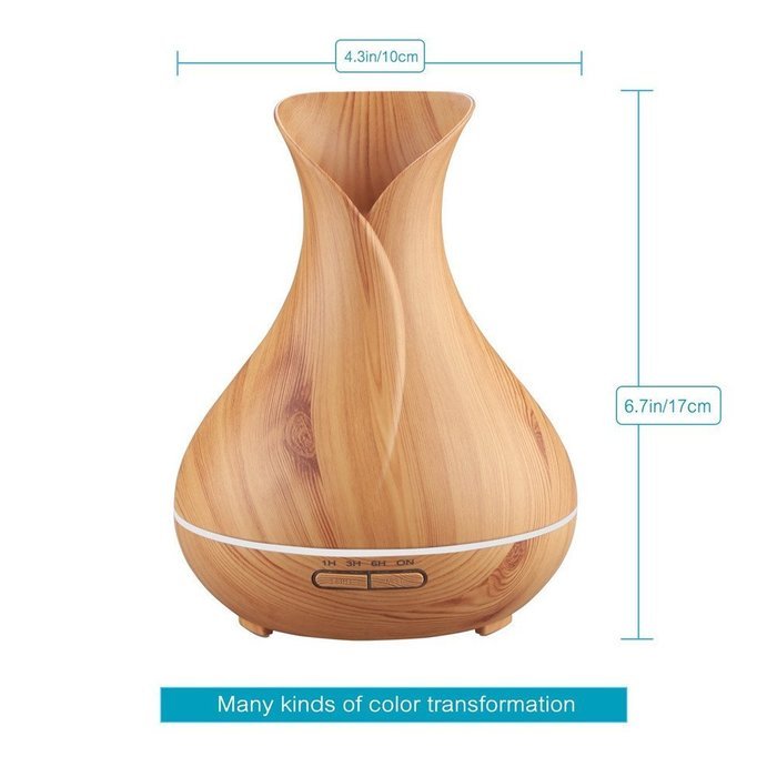 LOTOS 400ML Waterless Auto Shut-off Ultrasonic Essential Oil Aromatherapy Wood Grain N6