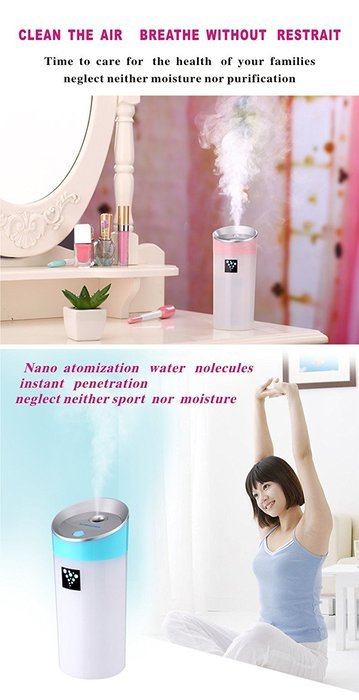 Ultrasonic Cool Mist Humidifier (Multi Use for Car Travel Office Desk Desktop Small Bedroom) USB Portable Mini... N9