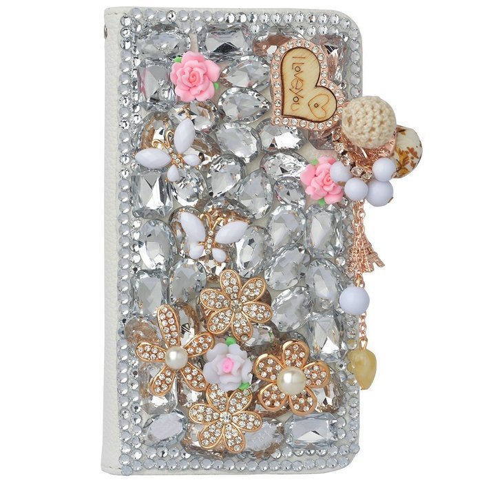 Spritech(TM) Bling Phone Case For Samsung Galaxy S6 Edge Plus,3D Handmade Colorful Crystal White Flower Accessary... N25