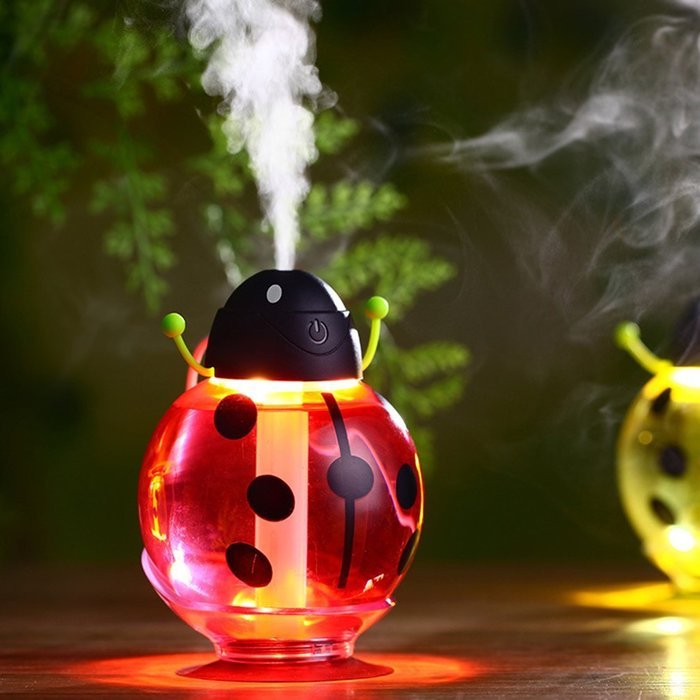 IPUIS 260ML Beetle Mini USB Humidifier Purifier with LED Light 360 Degree Rotation for Office Home School Travel... N5