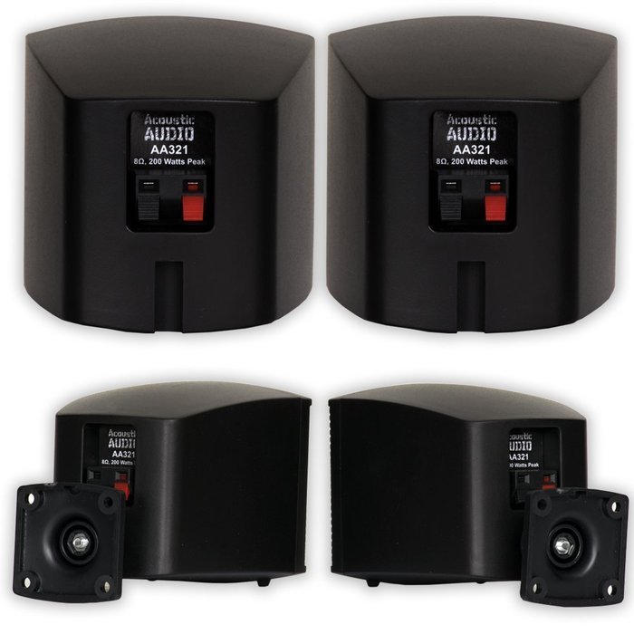 Acoustic Audio AA321B Mountable Indoor Black Speakers 600 Watts 3 Piece Set AA321B-3S N2