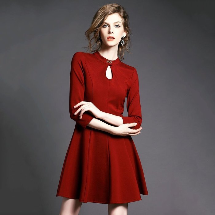 Spritech(TM) Women Fashion Long Sleeve Slim Back Lace Hollow-out Autumn Dress with Sweet Bowknot for Wedding Party... N4