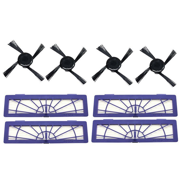 Neato Botvac 80 High Performance Filter & Side Brush - Replacement Kit Includes 4 High Performance Filter & 4...