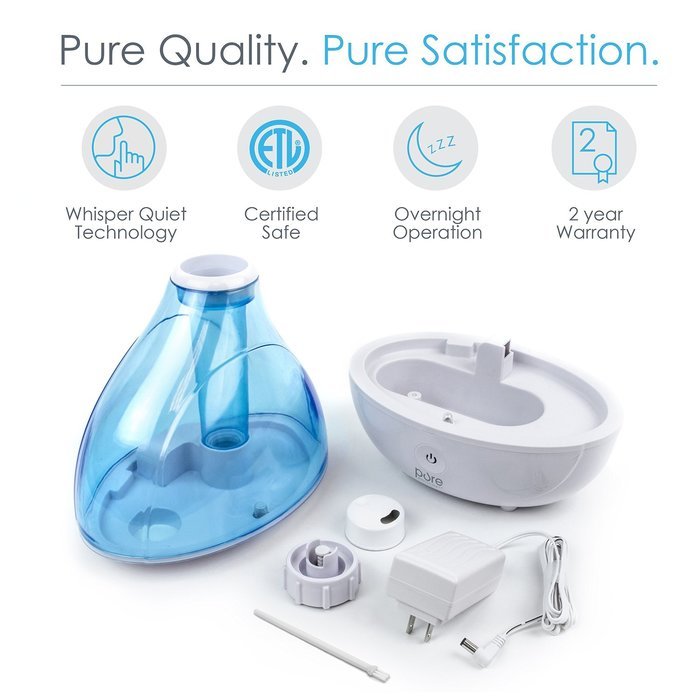 Ultrasonic Cool Mist Humidifier - Premium Humidifying Unit with Whisper-quiet Operation, Automatic Shut-off, and... N7