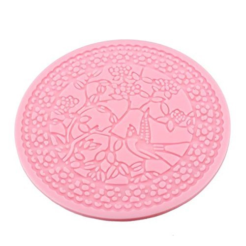 Magpies Branches Round Silicone Lace Fondant Mold Cake Mould N11