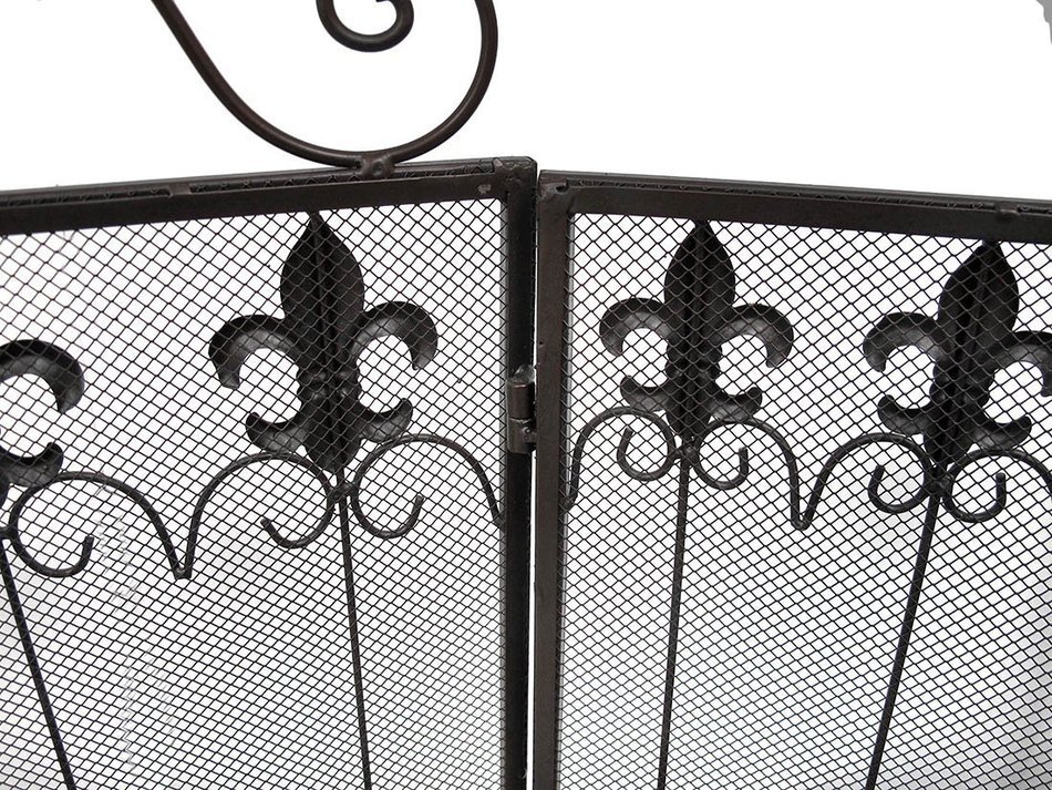 Brown Metal Fleur de Lis Fireplace Screen N3