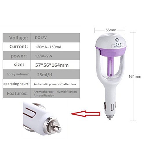 Mercu 12V Mini Car Air Humidifier Diffuser Essential Oil Ultrasonic Aroma Mist Purifier N7