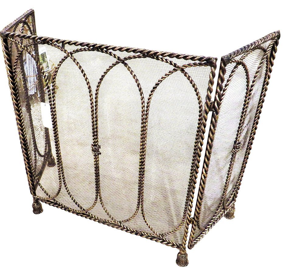Iron Rope Entwined Firescreen | Tassel Twisted Metal Fireplace Screen N3