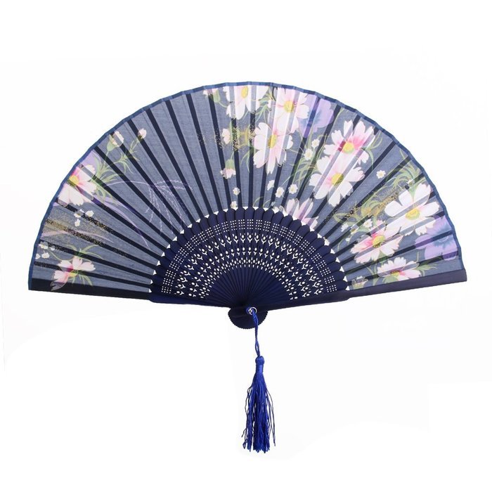Blue Hand Fan Folding Fan Wedding Party Gift - Cherry Blossom
