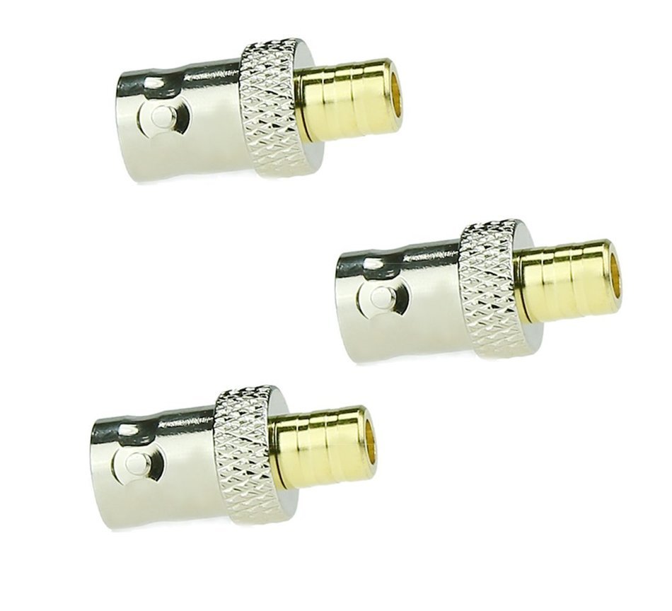 3-Pack RF Coaxial Coax Adapter BNC Female to SMB Female Connector