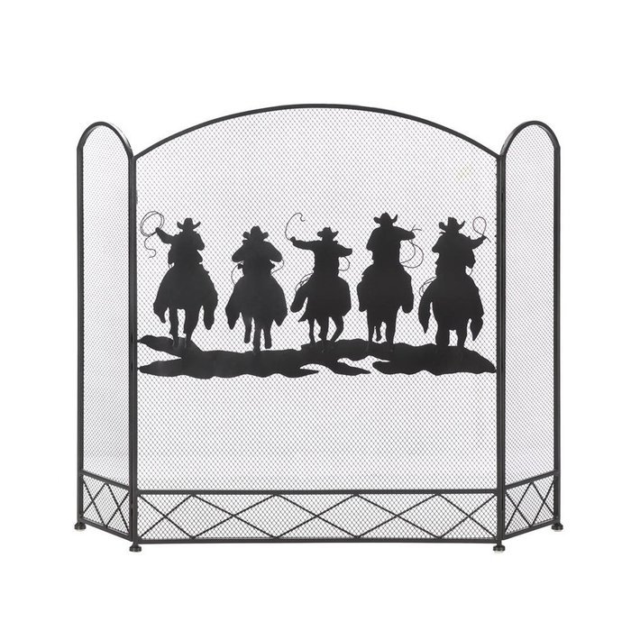 Koehler Home Decor Cowboy Round-Up Fireplace Screen