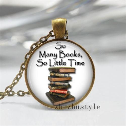 New arrival Vintage Books4 Cabochon Photo Glass Chain Pendant Necklace