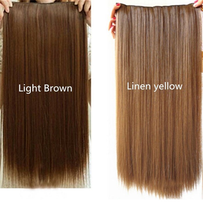 Spritech(TM) New Stylish One Piece Light Brown Women Long?Straight?Hair Extension 5 Clips Hairpiece N4