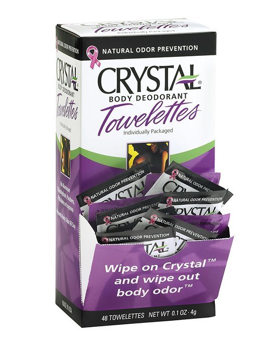 CRYSTAL essence Mineral Deodorant Towelettes - Lavender & White Tea - 24 Pack N6