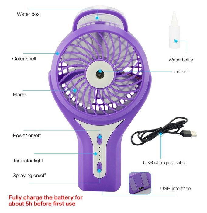 HJIAN Handheld Humidifier Fan Mini Misting Fan Water Mist Fan Portable Personal Cooling Fan Mist Humidifier Fan... N11