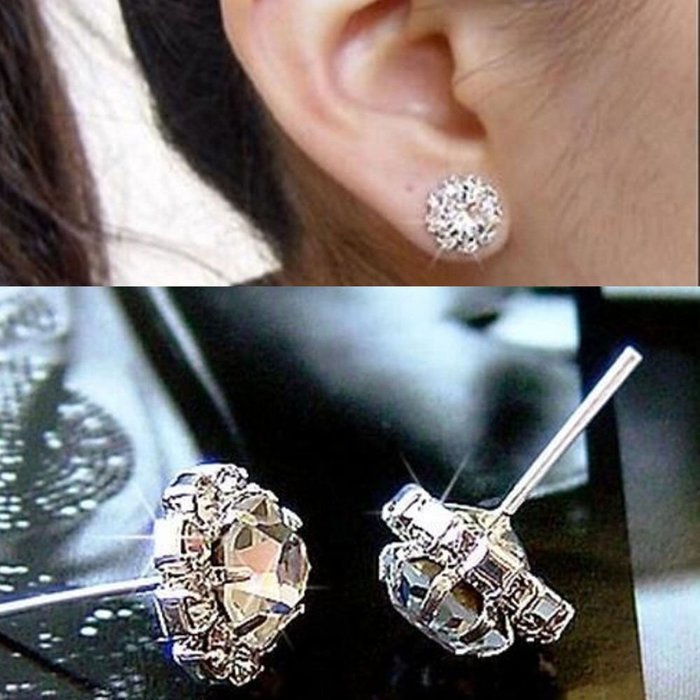 Rhinestone Stud Earrings For Women - Crystal Fashion Jewelry With 18K Gold Plated Base