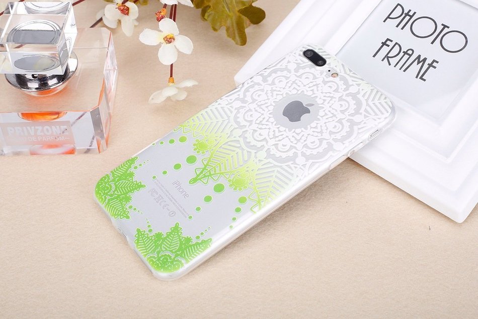 iPhone 7 Plus Case, PHEZEN Henna Mandala Floral Design [Scratch Resistant] Clear TPU Bumper Case Soft Rubber Gel... N54