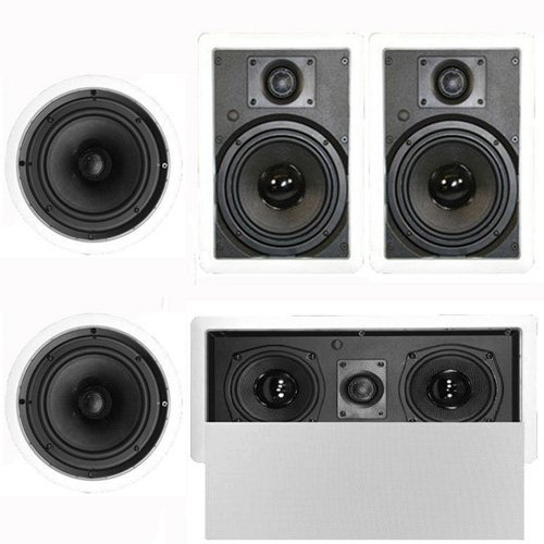 Theater Solutions 5.1 Home Theater 6.5" Speaker Set with Center, 15" Powered Sub and More TS65CWL51SET8 N2