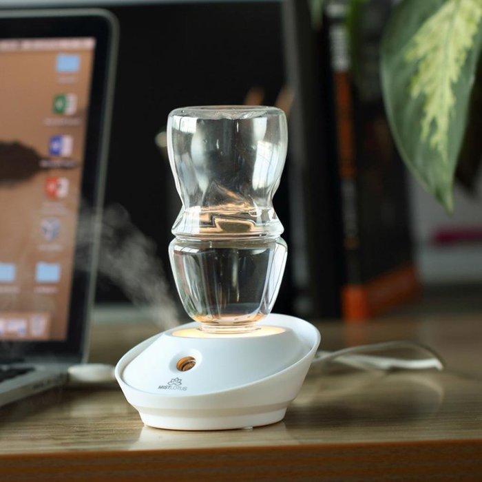 Leewa USB Mini Bottle Cap Humidifier Office Air Diffuser (White) N3
