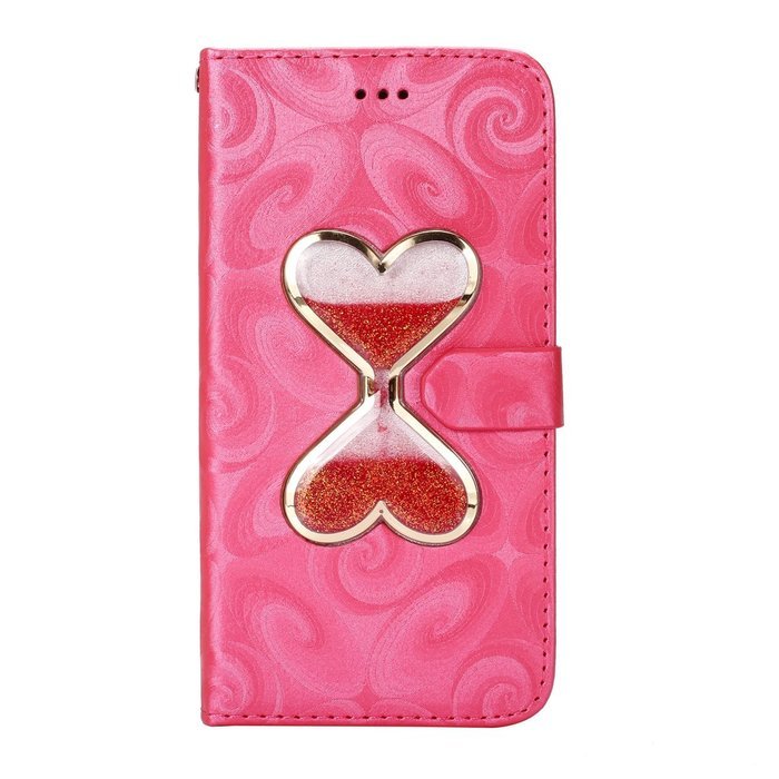 Galaxy S7 Case,Galaxy S7 Wallet Case, PHEZEN Bling Liquid Glitter Love Heart Floating 3D Hourglasses Luxury Pu... N43