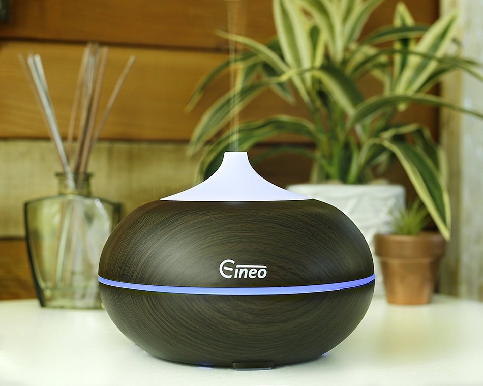 Essential Oil Aromatherapy Diffuser by Eineo. 300ml Ultrasonic Quiet Cool Mist Humidifier with 12 Color LED Lights... N2