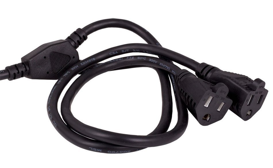 Cable Leader Power Cord Splitter Cable For 2 NEMA 5-15R to 1 NEMA 5-15P (14 inches / 14 AWG)