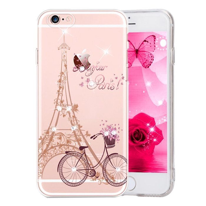 iPhone 6 Plus / 6S Plus Case,PHEZEN Beauty Butterfly Floral Flower Glitter Bling Crystal Rhinestone Diamond Clear... N13