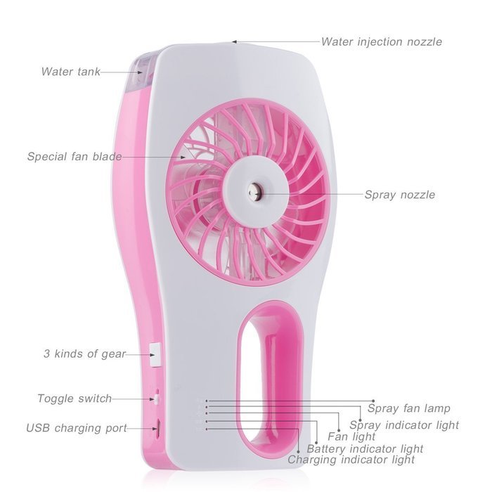 TANYHI Handheld USB Recharge Fan Facial Humidifier Mist Water Spray Fresh Air Conditioner for Beauty, Home, Office... N12